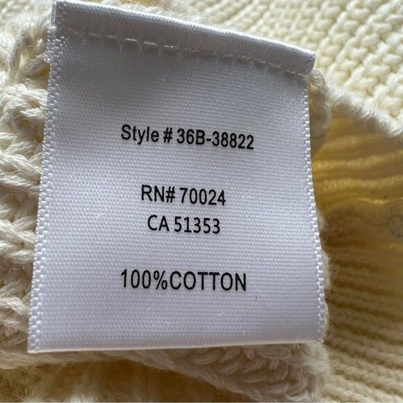 Revolve Bobi Black Cozy Cotton Sweater Womens Large Snow Cream Rib Knit Neutral - Picture 9 of 10